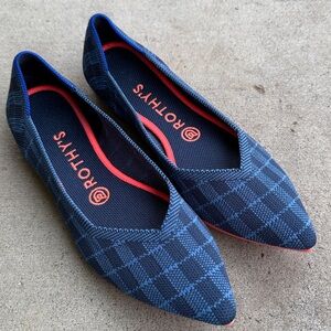 ROTHY’S The Point in Indigo Gingham Plaid Size 8